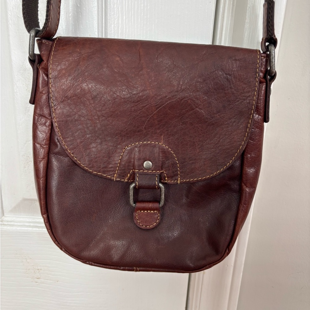 Jack Georges Brown Genuine Leather Crossbody Handbag made in USA